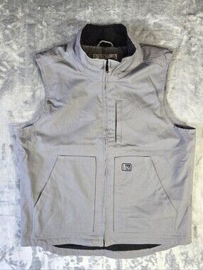 Fintech Sherpa Lined Canvas Vest Size Large Gray WorkWear Utility
